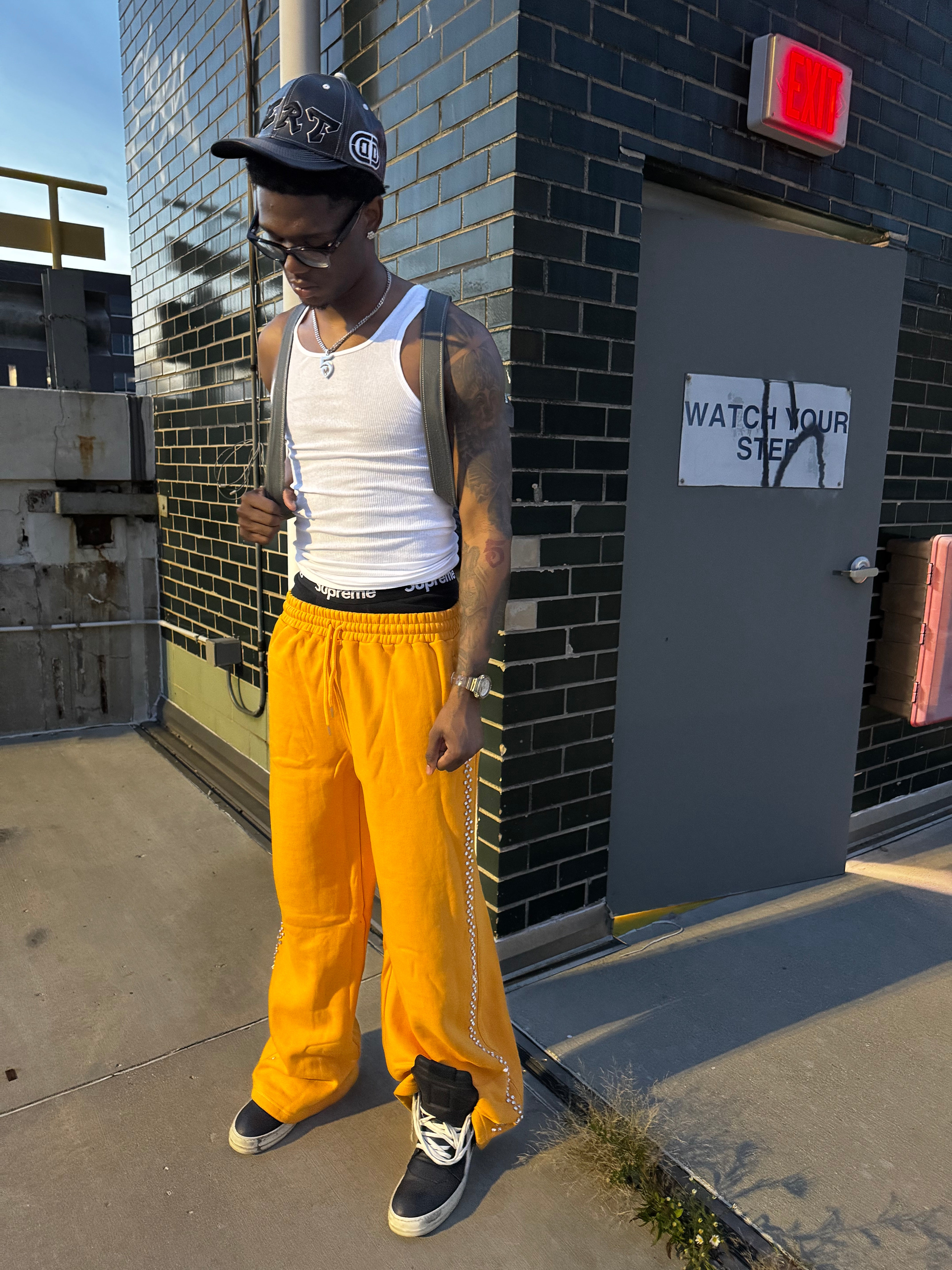 Orange heist sweatpants